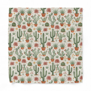 Desert Cacti Succulent Seamless Pattern Bandana