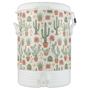 Desert Cacti Succulent Seamless Pattern Beverage Cooler