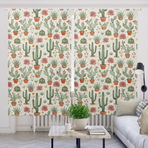 Desert Cacti Succulent Seamless Pattern Blackout Curtains
