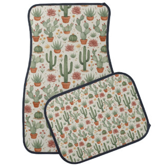 Desert Cacti Succulent Seamless Pattern Car Floor Mat