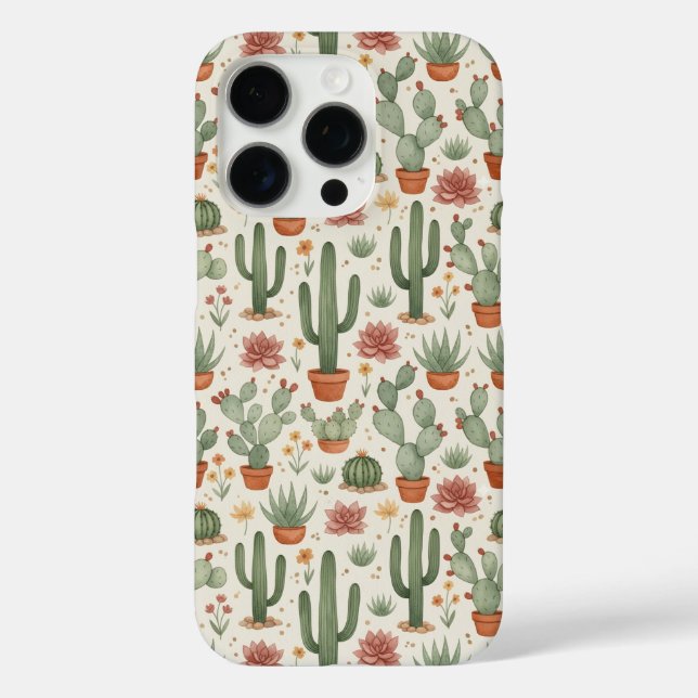 Desert Cacti Succulent Seamless Pattern Case-Mate iPhone Case (Back)