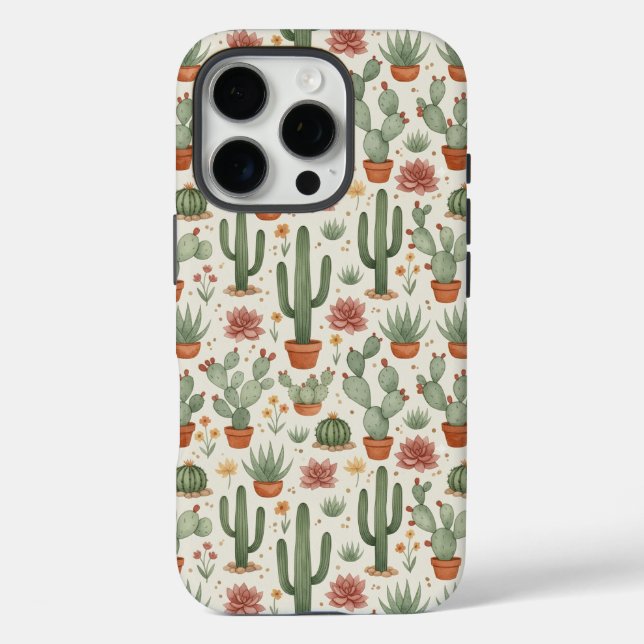 Desert Cacti Succulent Seamless Pattern Case-Mate iPhone Case (Back)