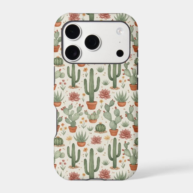 Desert Cacti Succulent Seamless Pattern Case-Mate iPhone Case (Back)