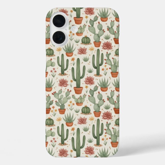 Desert Cacti Succulent Seamless Pattern Case-Mate iPhone Case (Back)