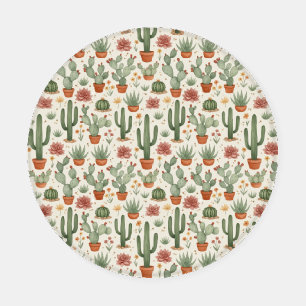 Desert Cacti Succulent Seamless Pattern Coaster Set
