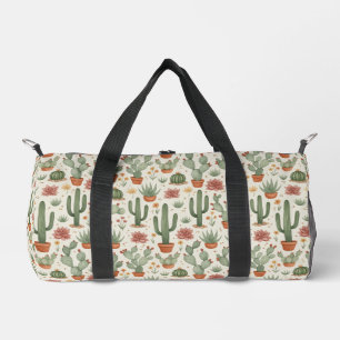 Desert Cacti Succulent Seamless Pattern Duffle Bag