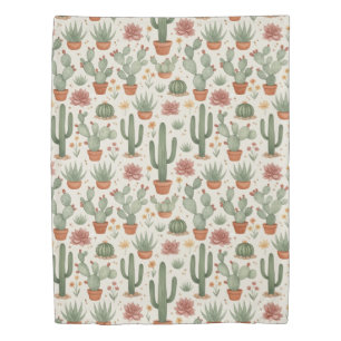 Desert Cacti Succulent Seamless Pattern Duvet Cover