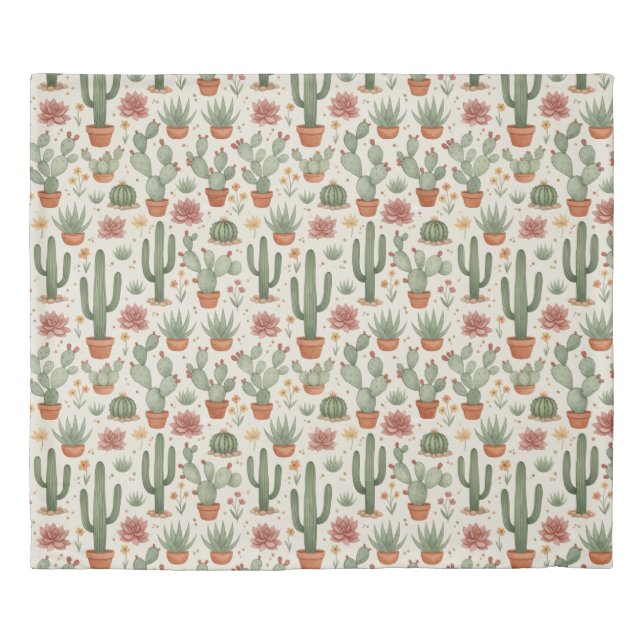 Desert Cacti Succulent Seamless Pattern Duvet Cover (Front)