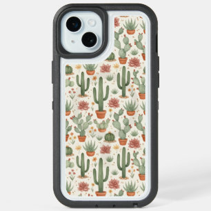 Desert Cacti Succulent Seamless Pattern iPhone 15 Plus Case