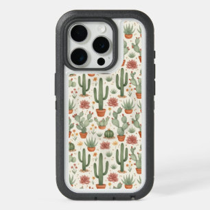 Desert Cacti Succulent Seamless Pattern iPhone 15 Pro Case