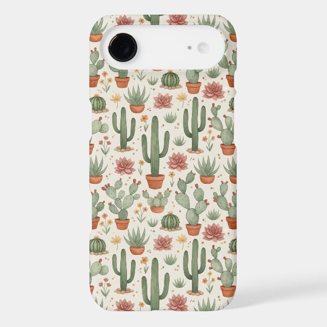 Desert Cacti Succulent Seamless Pattern Iphone Case (Back)