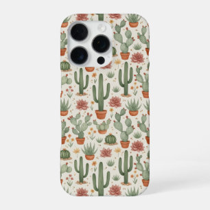 Desert Cacti Succulent Seamless Pattern iPhone 16 Pro Case