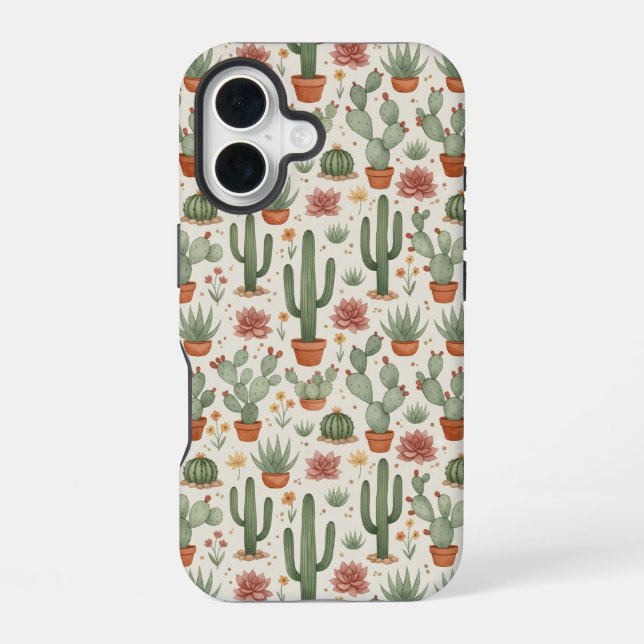 Desert Cacti Succulent Seamless Pattern Iphone Case (Back)