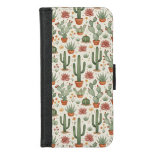 Desert Cacti Succulent Seamless Pattern iPhone 8/7 Wallet Case