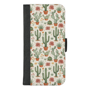 Desert Cacti Succulent Seamless Pattern iPhone 8/7 Plus Wallet Case