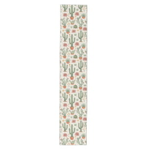 Desert Cacti Succulent Seamless Pattern Medium Table Runner
