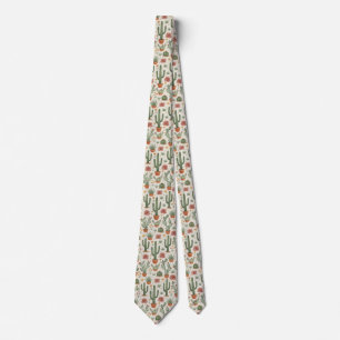 Desert Cacti Succulent Seamless Pattern Neck Tie