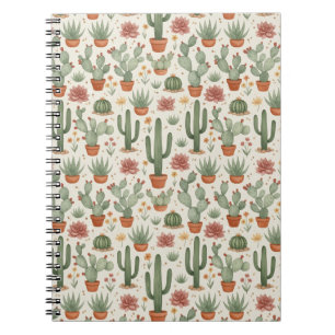 Desert Cacti Succulent Seamless Pattern Notebook