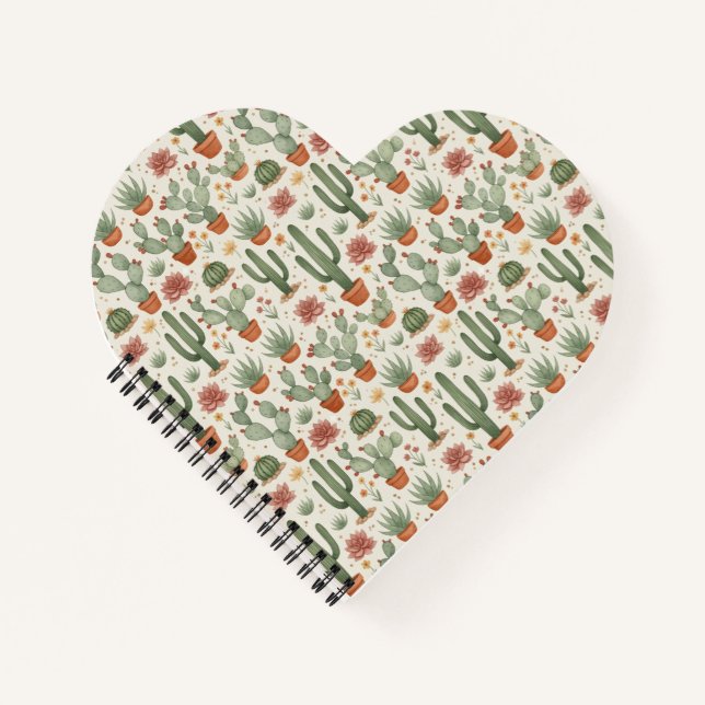 Desert Cacti Succulent Seamless Pattern Notebook (Front)