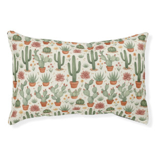 Desert Cacti Succulent Seamless Pattern Pet Bed