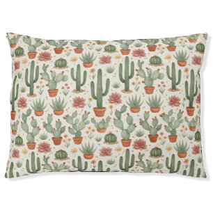 Desert Cacti Succulent Seamless Pattern Pet Bed