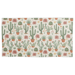 Desert Cacti Succulent Seamless Pattern Pillow Case