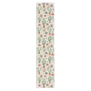 Desert Cacti Succulent Seamless Pattern Short Table Runner