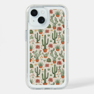 Desert Cacti Succulent Seamless Pattern iPhone 15 Case