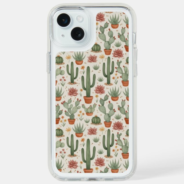 Desert Cacti Succulent Seamless Pattern Speck iPhone Case (Front (White))