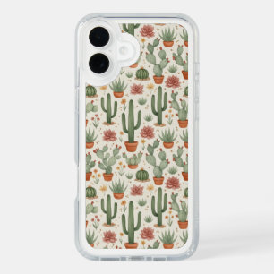 Desert Cacti Succulent Seamless Pattern iPhone 16 Plus Case