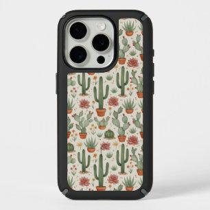 Desert Cacti Succulent Seamless Pattern iPhone 15 Pro Case