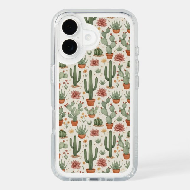 Desert Cacti Succulent Seamless Pattern Speck iPhone Case (Front)