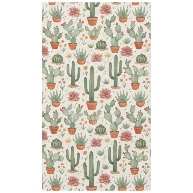 Desert Cacti Succulent Seamless Pattern Tablecloth (Front)