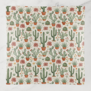 Desert Cacti Succulent Seamless Pattern Trinket Tray