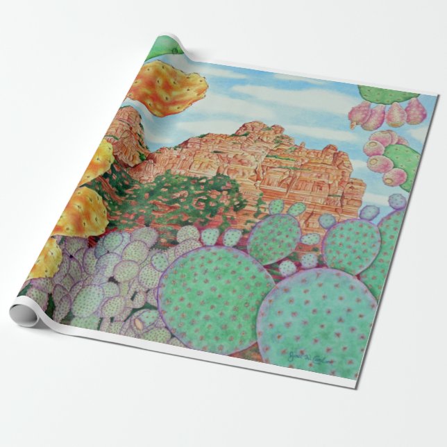 Desert Cacti Wrapping Paper (Unrolled)