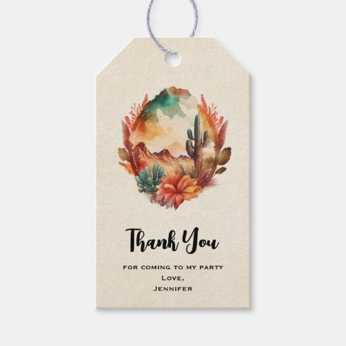 Desert Cactus and Mountains Party Thank You Gift Tags