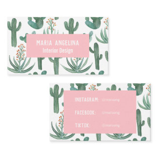 Desert Cactus and Succulents Watercolor Design  Business Card