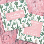Desert Cactus and Succulents Watercolor Design  Square Business Card<br><div class="desc">Add your details to this lovely desert cacti and succulents business card design. Hand painted by me, for you! Delete some or all of the social media icons or keep them all too! All text is fully editable. Check out my other abstract business card designs! If you'd like something customized,...</div>
