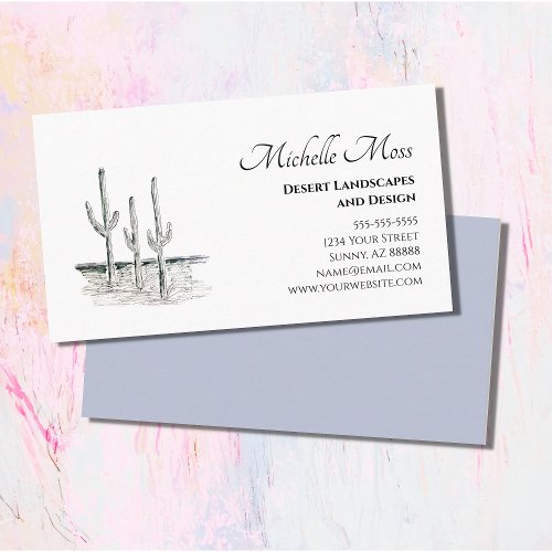 Desert Cactus Black White Business Card