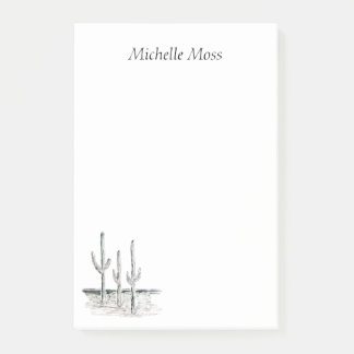 Desert Cactus Black White Southwestern  Post-it Notes
