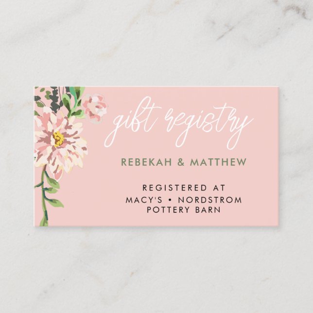 Desert Cactus Bloom Gift Registry Business Card (Front)