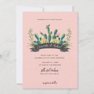 Desert Cactus Bloom | Pink Wedding Invitation