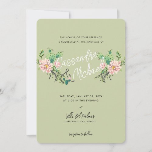 Desert Cactus Bloom  Pink Wedding Invitation