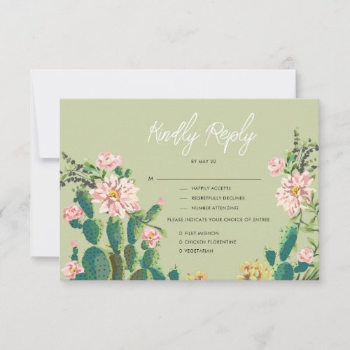 Desert Cactus Bloom Response Card w Menu Options