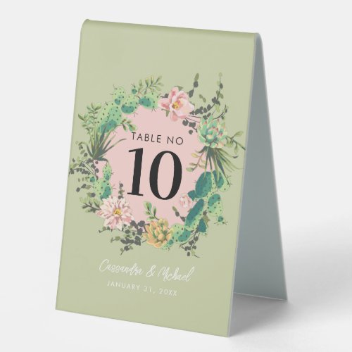 Desert Cactus Bloom  Table Number Table Tent Sign