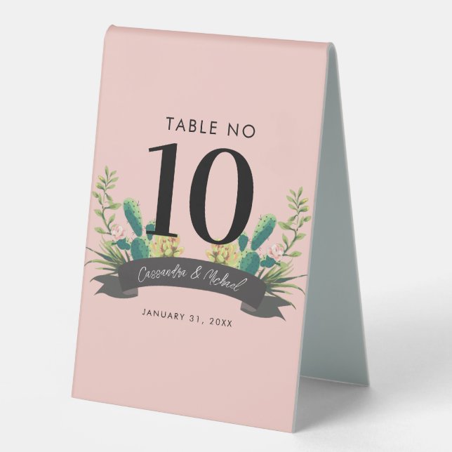 Desert Cactus Bloom Table Tent (Front)