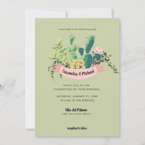 Desert Cactus Bloom  Wedding Invitation