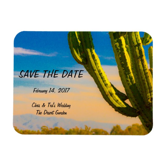 Desert Cactus Blue Sky Wedding Save the Date Magnet (Horizontal)
