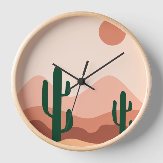 Desert cactus boho art  clock (Front)