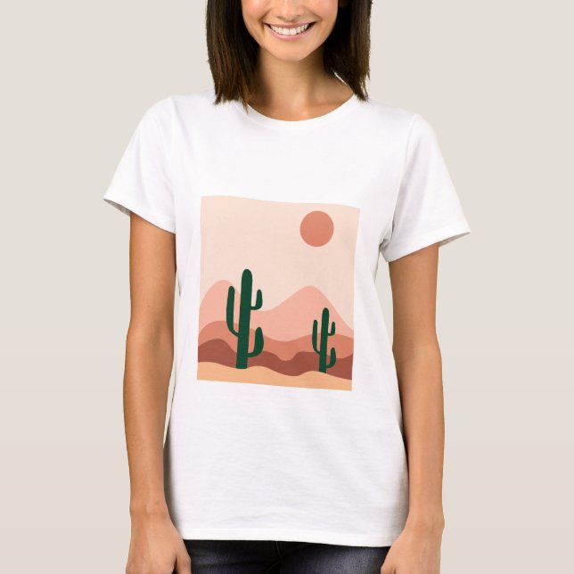 Desert cactus boho art  T-Shirt (Front)